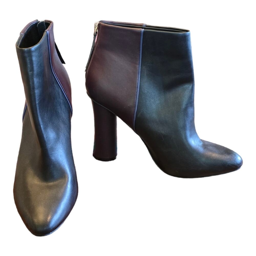 CABI Color Block Purple and Black Heeled Boots Booties Size‎ 10